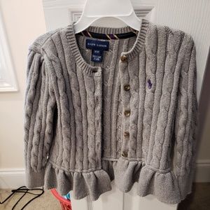 Gray cable knit peplum cardigan Polo Ralph Lauren